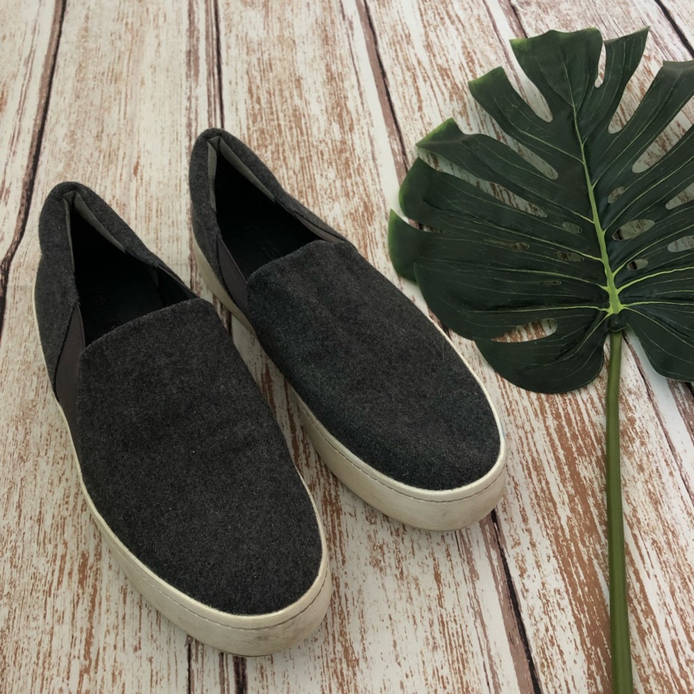 Vince Grey Wool Flatform Slip-on Shoes Size 10 - Picture 2 of 10
